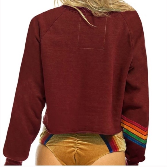 Aviator Nation Bolt 5 chevron cropped crew sweatshirt-size Medium - Picture 12 of 12